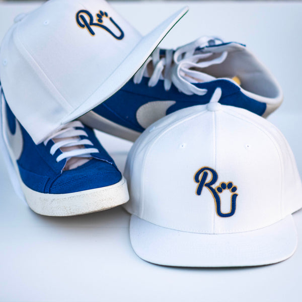 RU Classic Adjustable snap back Cap White with Royal Blue