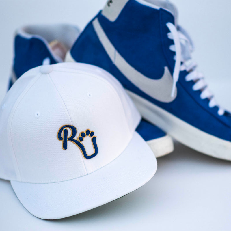 RU Classic Adjustable snap back Cap White with Royal Blue